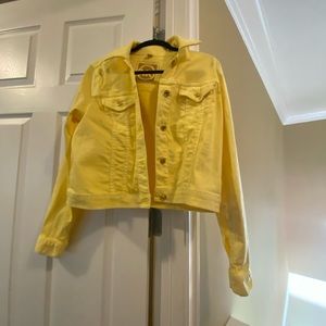 Michael Kors lemon color Jean Jacket, with matching skinny jeans.